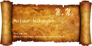 Molder Nikander névjegykártya
